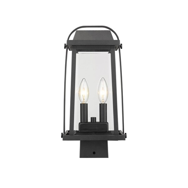 Z-Lite Millworks 2 Light Outdoor Post Mount Fixture, Black & Clear Beveled 574PHMS-BK - main